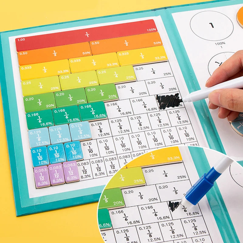 Easy Math - Juguete Magnético de Aprendizaje de Fracciones Matemático Montessori